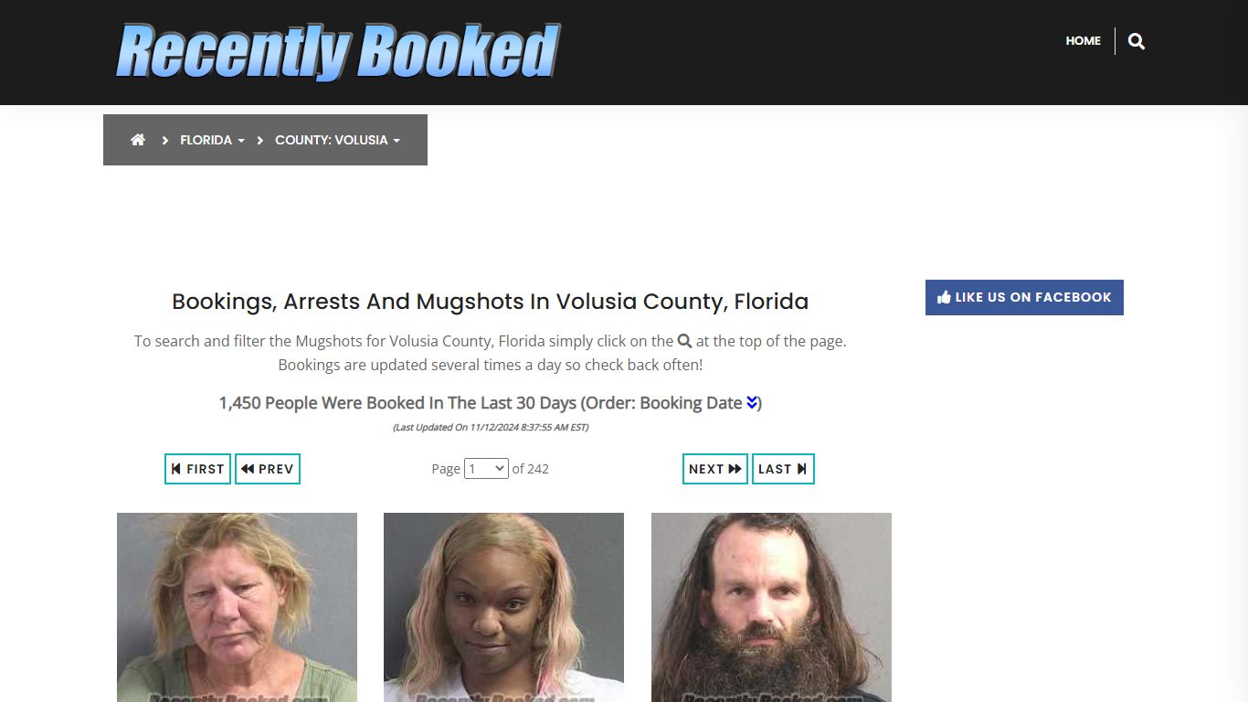 Bookings, Arrests and Mugshots in Volusia County, Florida - Recently Booked