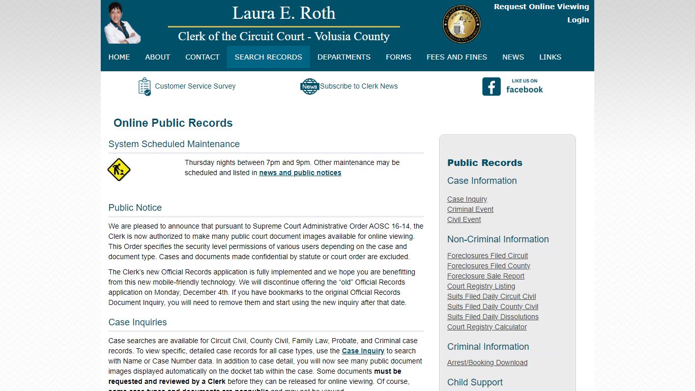 LAURA E. ROTH | Clerk of the Circuit Court, Volusia County Florida