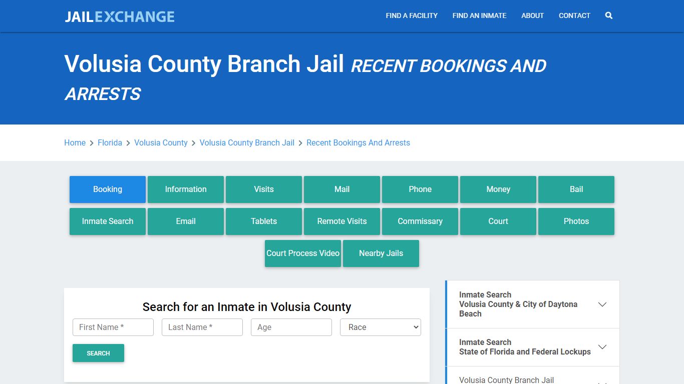 Volusia County Branch Jail Recent Bookings And Arrests