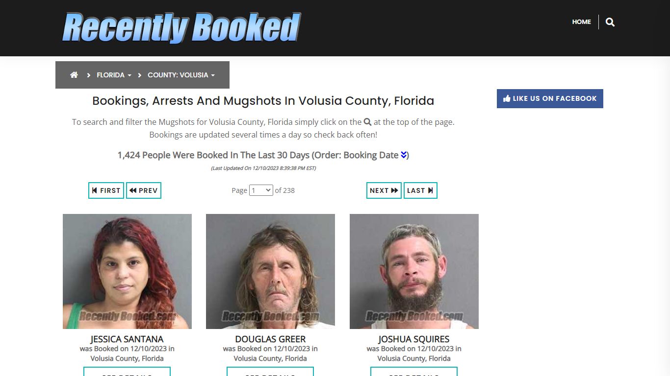 Recent bookings, Arrests, Mugshots in Volusia County, Florida